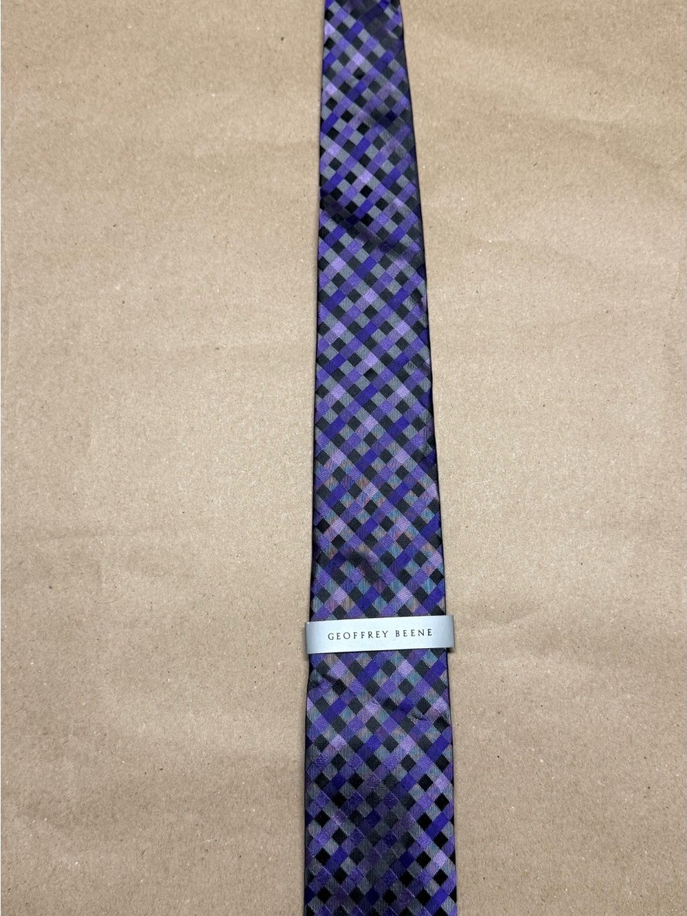 GEOFFREY BEENE Men's Purple Geometric Pattern Silk Tie NEW!